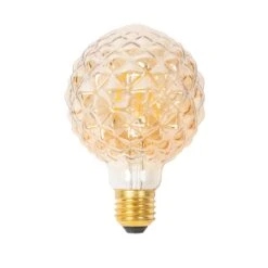 Lucande E27 3,8W LED-Lampe G95, 2700K, Struktur, Amber