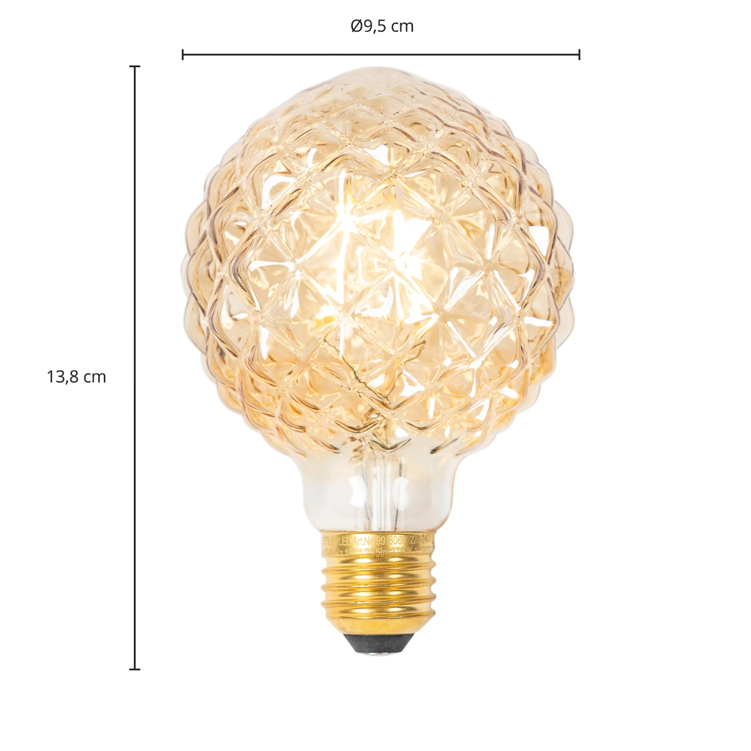 Lucande E27 3,8W LED-Lampe G95, 2700K, Struktur, Amber 7 Lucande E27 3,8W LED-Lampe G95, 2700K, Struktur, Amber – Bild 5