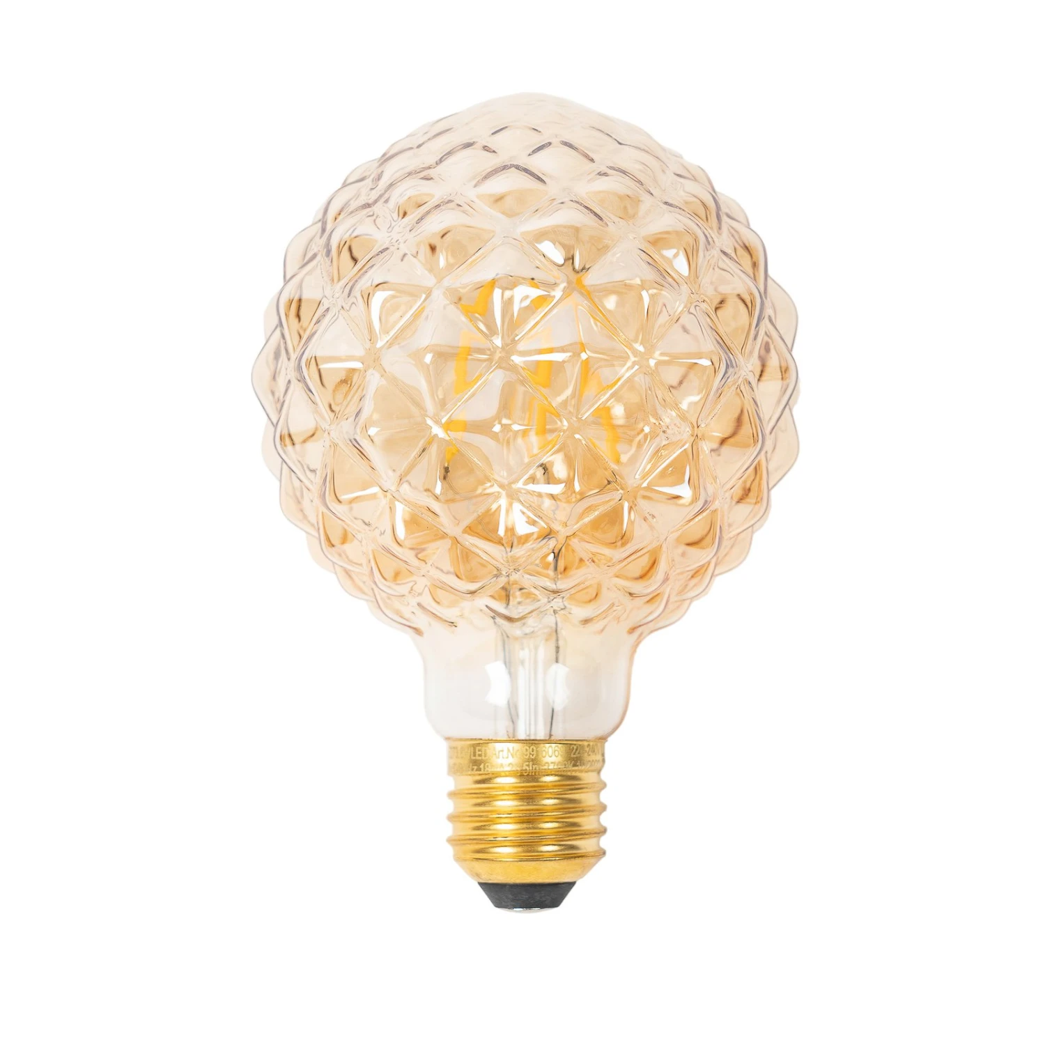 Lucande E27 3,8W LED-Lampe G95, 2700K, Struktur, Amber 3 Lucande E27 3,8W LED-Lampe G95, 2700K, Struktur, Amber