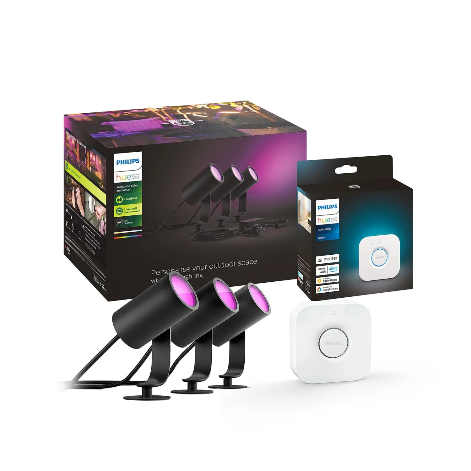 Philips Hue Lily Outdoor Bundle 3er-Spot + Bridge 4 Philips Hue Lily Outdoor Bundle 3er-Spot + Bridge – Bild 2