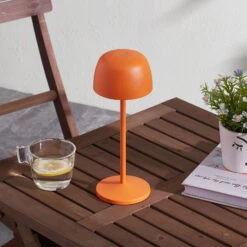 Lindby Arietty LED-Akku-Tischleuchte, Orange -Beleuchtungs Geschäft 10012688 1