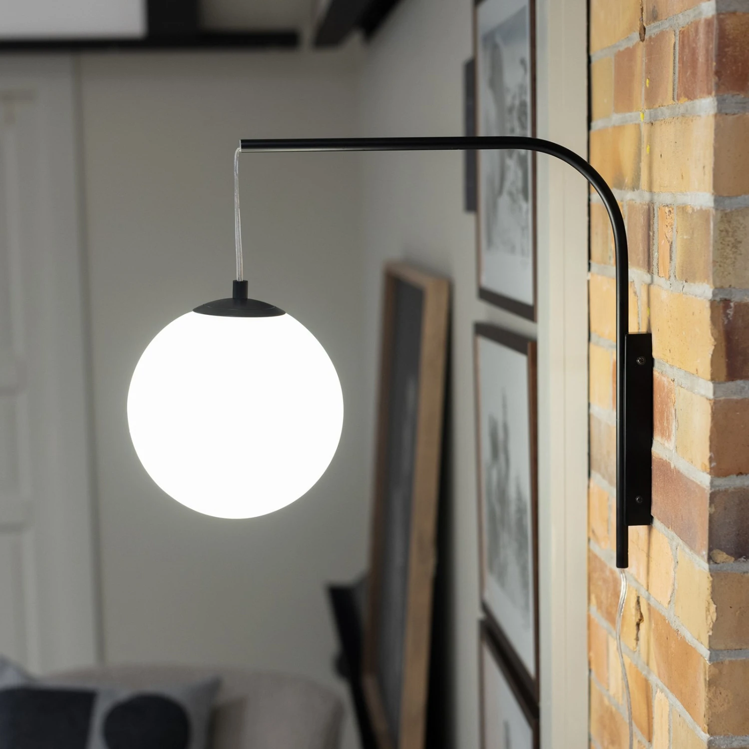 Markslöjd Wandleuchte Dione Mit Stecker, Schwarz/weiß 3 Markslöjd Wandleuchte Dione Mit Stecker, Schwarz/weiß