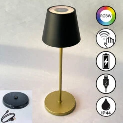 LED-Akku-Tischlampe Cosenza 2.0 34cm Schwarz/gold -Beleuchtungs Geschäft 10017102 1