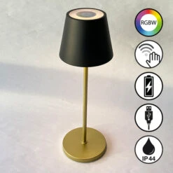 LED-Akku-Tischlampe Cosenza 2.0 34cm Schwarz/gold -Beleuchtungs Geschäft 10017102 2