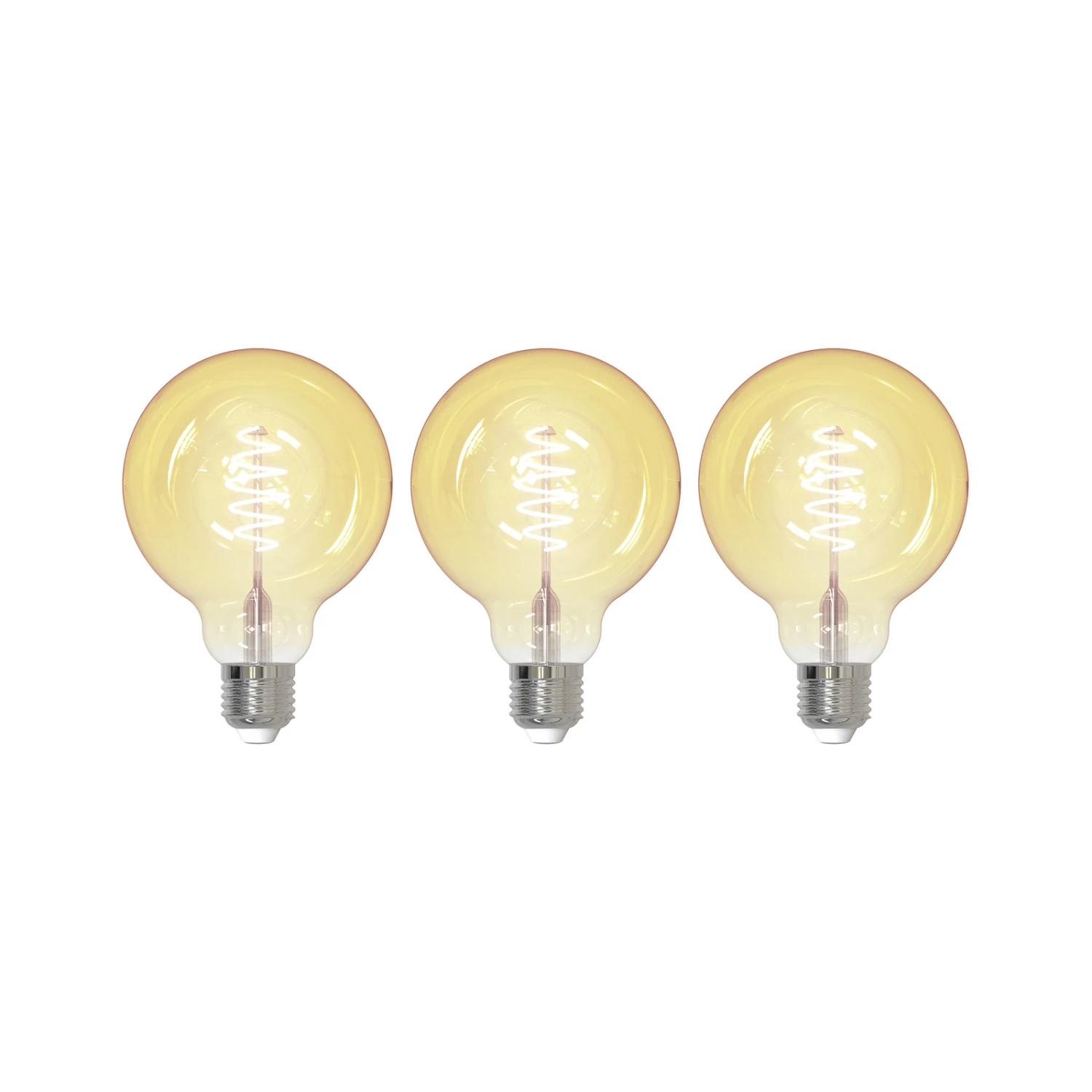 Prios LED-Globe E27 G95 4,9W WLAN Klar Amber, 3er 3 Prios LED-Globe E27 G95 4,9W WLAN Klar Amber, 3er