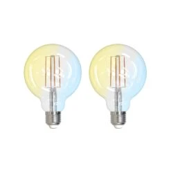 Prios LED-Filamentlampe E27 G95 7W WLAN Klar 2er