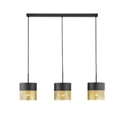 Hängeleuchte Mesh E27 3fl. Hoch, Schwarz/gold
