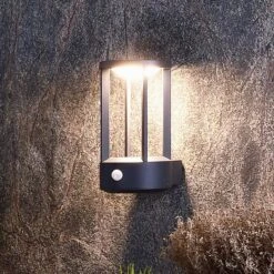 Sensor-Außenwandleuchte Albaldah, LED, Dunkelgrau