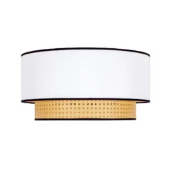 Deckenleuchte Boho, Rattan, Textil, Beige/weiß