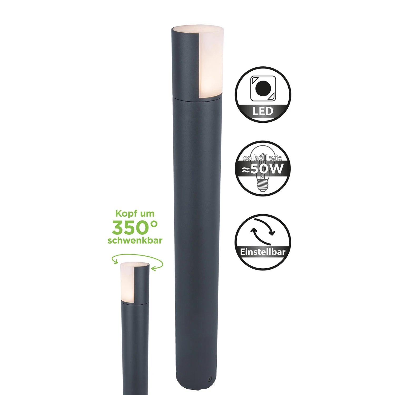 LED-Wegeleuchte Cyra, Leuchtenkopf Drehbar 8 LED-Wegeleuchte Cyra, Leuchtenkopf Drehbar – Bild 6