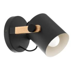EGLO Wandleuchte Hornwood Mit Holzdetail, Schwarz -Beleuchtungs Geschäft 3032457 1