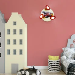 Wandleuchte Feuerwehrauto, Rot-gelb, Dreiflammig -Beleuchtungs Geschäft 3062088 1