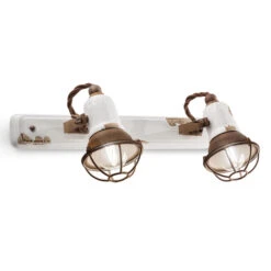 Wandlampe C1676/1 Mit Korb, Zweiflammig, Weiß -Beleuchtungs Geschäft 3517172 1