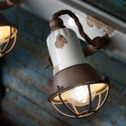 Wandlampe C1676/1 Mit Korb, Zweiflammig, Weiß -Beleuchtungs Geschäft 3517172 3