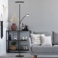 LED-Stehleuchte Fabi Mit Leselampe, Schwarz Matt -Beleuchtungs Geschäft 3570058 1