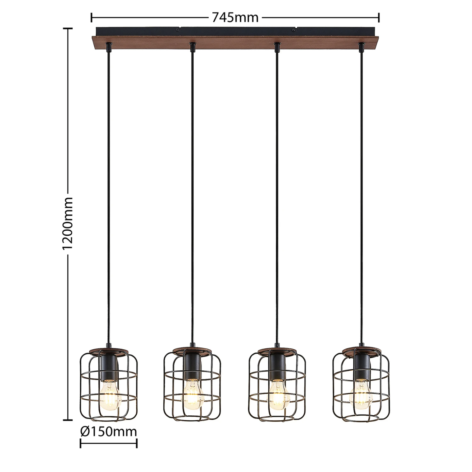 Lindby Telmos Hängeleuchte, Vierflammig 5 Lindby Telmos Hängeleuchte, Vierflammig – Bild 3
