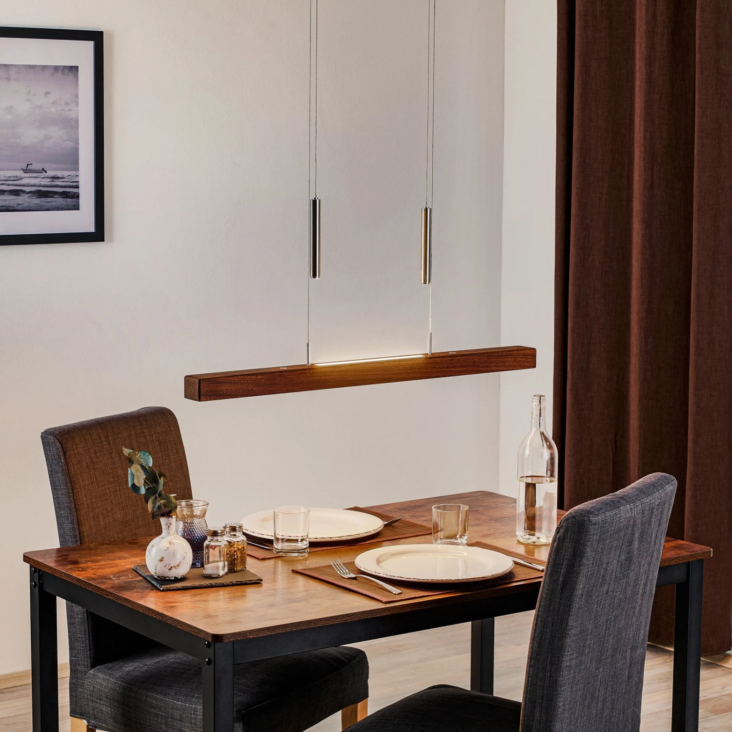 HerzBlut Leonora Hängelampe Up&Down 85cm Nussbaum 4 HerzBlut Leonora Hängelampe Up&Down 85cm Nussbaum – Bild 2