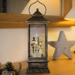 Schneemann-Laterne LED Wassergefüllt Batteriebetr.