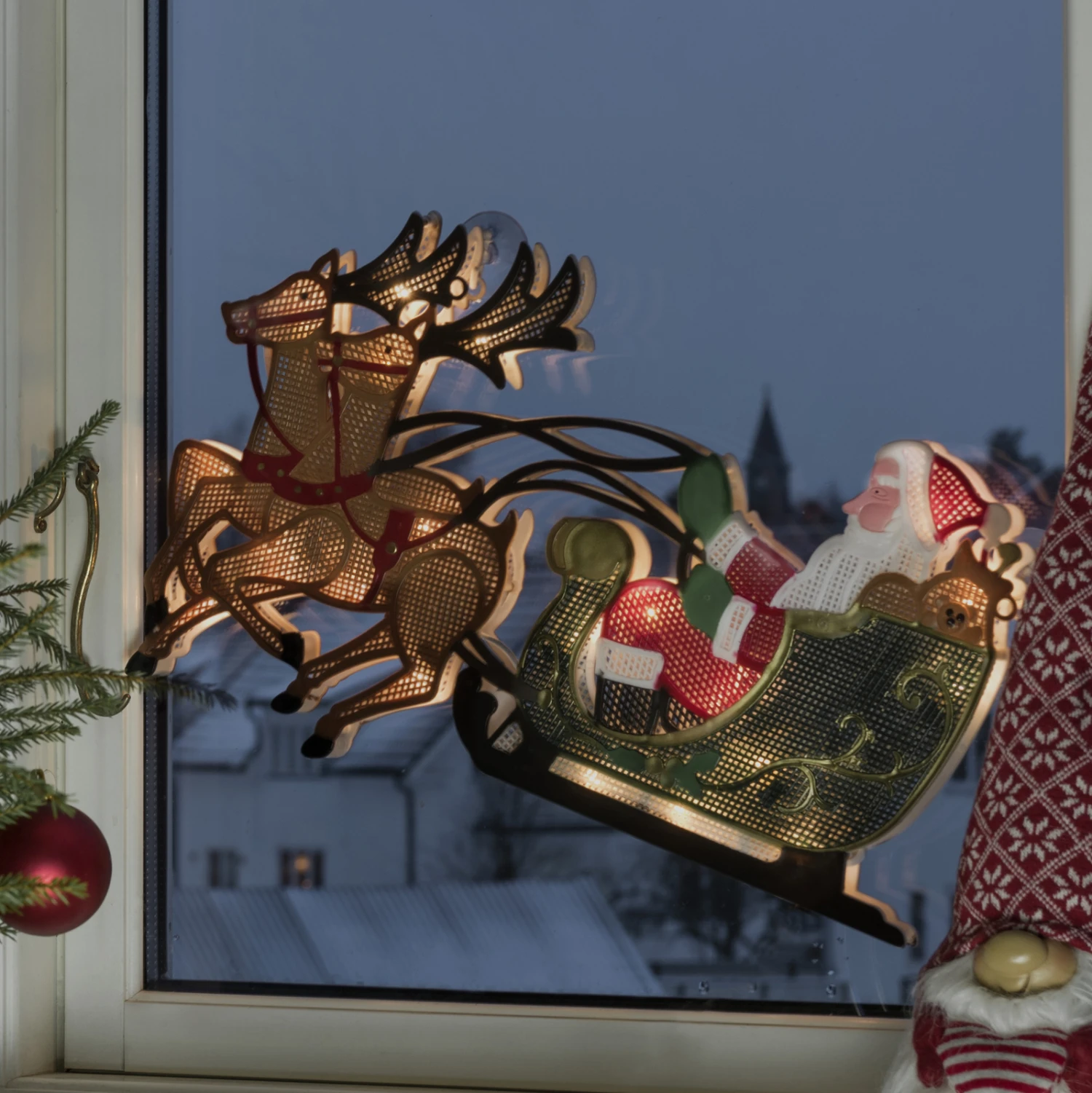 Rentier Mit Weihnachtsmann - LED-Fensterbild 6 Rentier Mit Weihnachtsmann - LED-Fensterbild – Bild 4