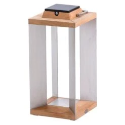 LED-Solarlaterne Teckinox, Teak/Stahl, 45,5cm -Beleuchtungs Geschäft 6112034 3