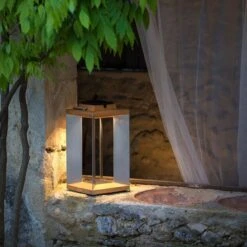 LED-Solarlaterne Teckinox, Teak/Stahl, 45,5cm -Beleuchtungs Geschäft 6112034 4