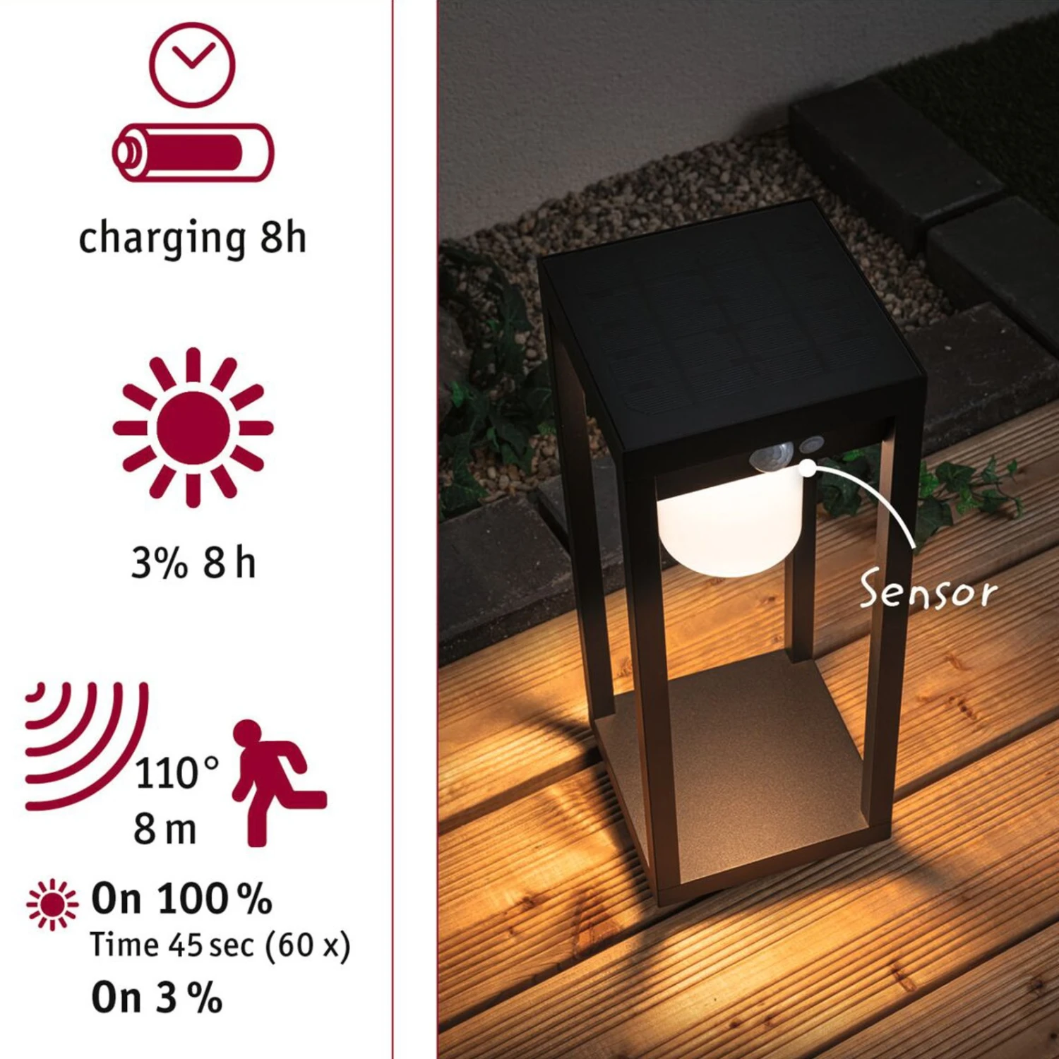 Paulmann Marisol LED-Solar-Sockelleuchte Sensor 6 Paulmann Marisol LED-Solar-Sockelleuchte Sensor – Bild 4