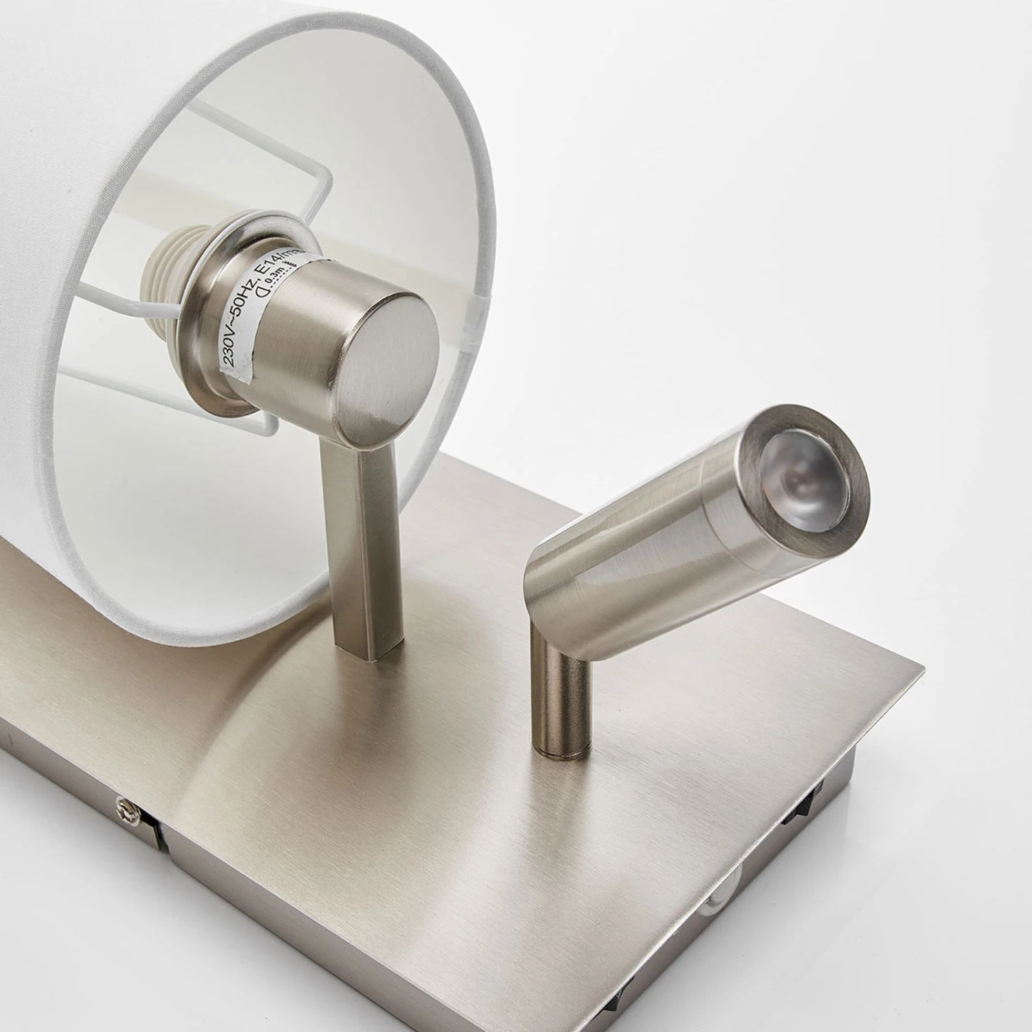 Wandleuchte Aiden Mit LED-Leselicht, Weiß, Nickel 10 Wandleuchte Aiden Mit LED-Leselicht, Weiß, Nickel – Bild 8