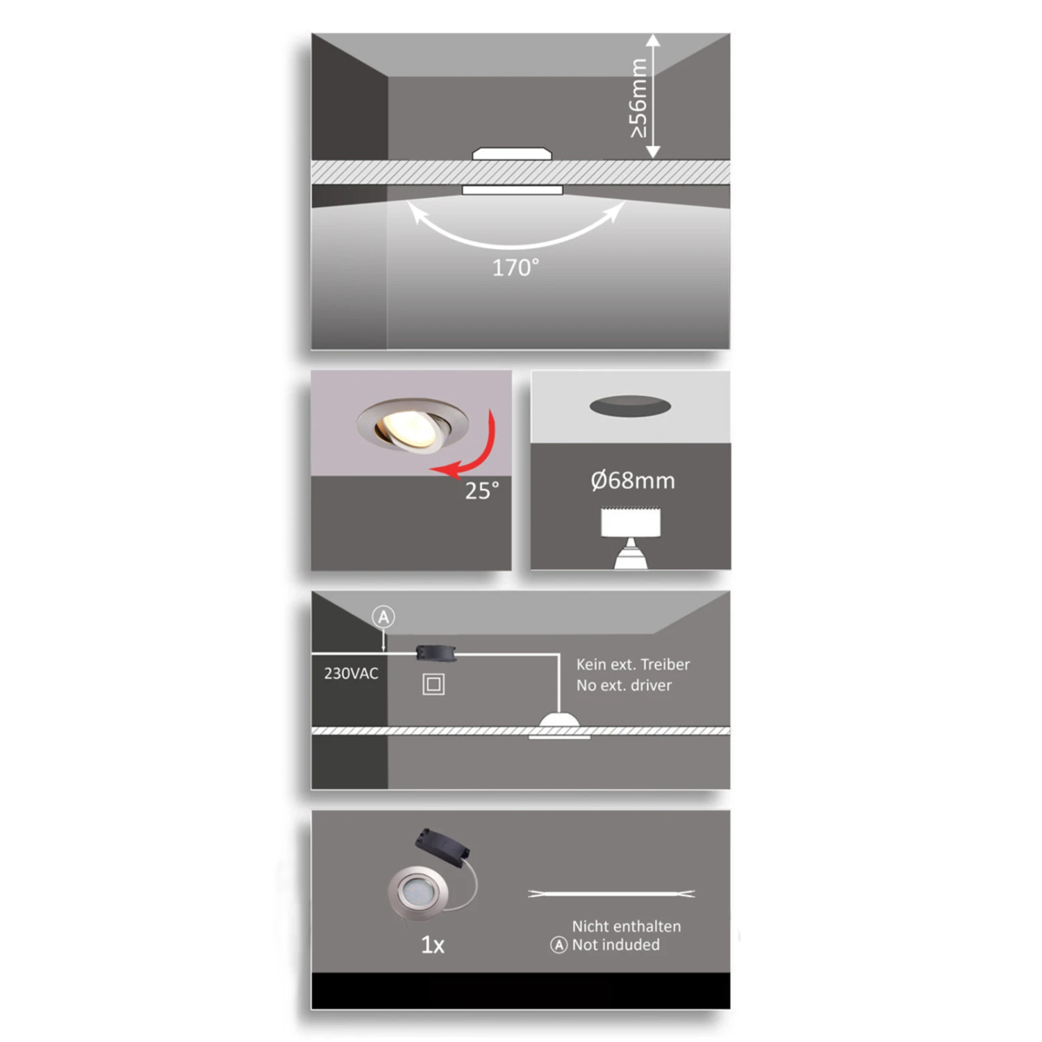 LED-Einbaustrahler Andrej, Rund, Nickel 10 LED-Einbaustrahler Andrej, Rund, Nickel – Bild 8