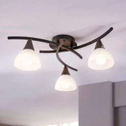 Dreiflammige Deckenlampe Della, Schwarz-gold