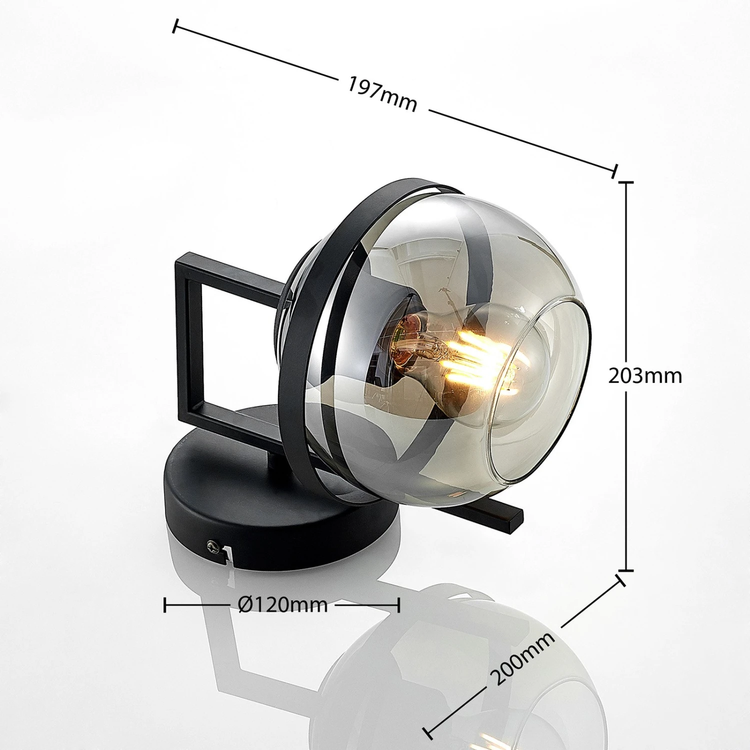 Lindby Marinka Wandleuchte, Kugel Rauchglas 6 Lindby Marinka Wandleuchte, Kugel Rauchglas – Bild 4