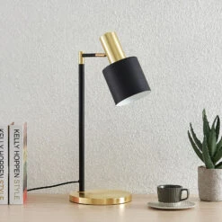 Lindby Braska Tischleuchte, Schwarz, Messing -Beleuchtungs Geschäft 9626507 1