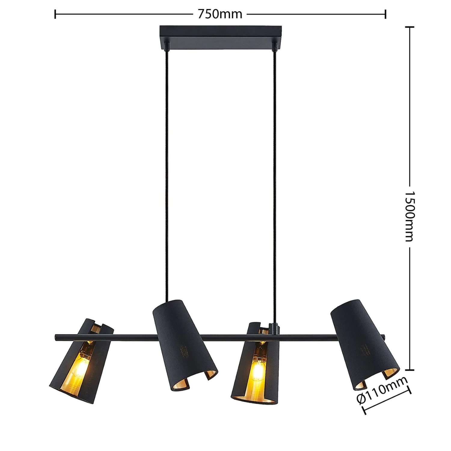 Lindby Zylindro Pendellampe In Schwarz Vierflammig 6 Lindby Zylindro Pendellampe In Schwarz Vierflammig – Bild 4