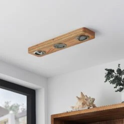 Lindby Mikari LED-Deckenleuchte Aus Holz, 3-fl. -Beleuchtungs Geschäft 9627413 2