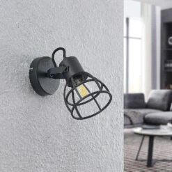 Lindby Flintos Käfig-Spot, Einflammig, Schwarz 13 Lindby Flintos Käfig-Spot, Einflammig, Schwarz -Beleuchtungs Geschäft 9628342 1