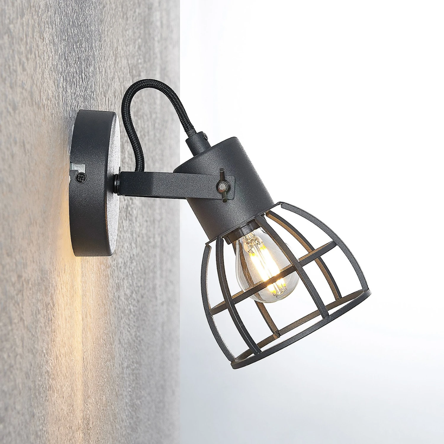 Lindby Flintos Käfig-Spot, Einflammig, Schwarz 9 Lindby Flintos Käfig-Spot, Einflammig, Schwarz – Bild 7