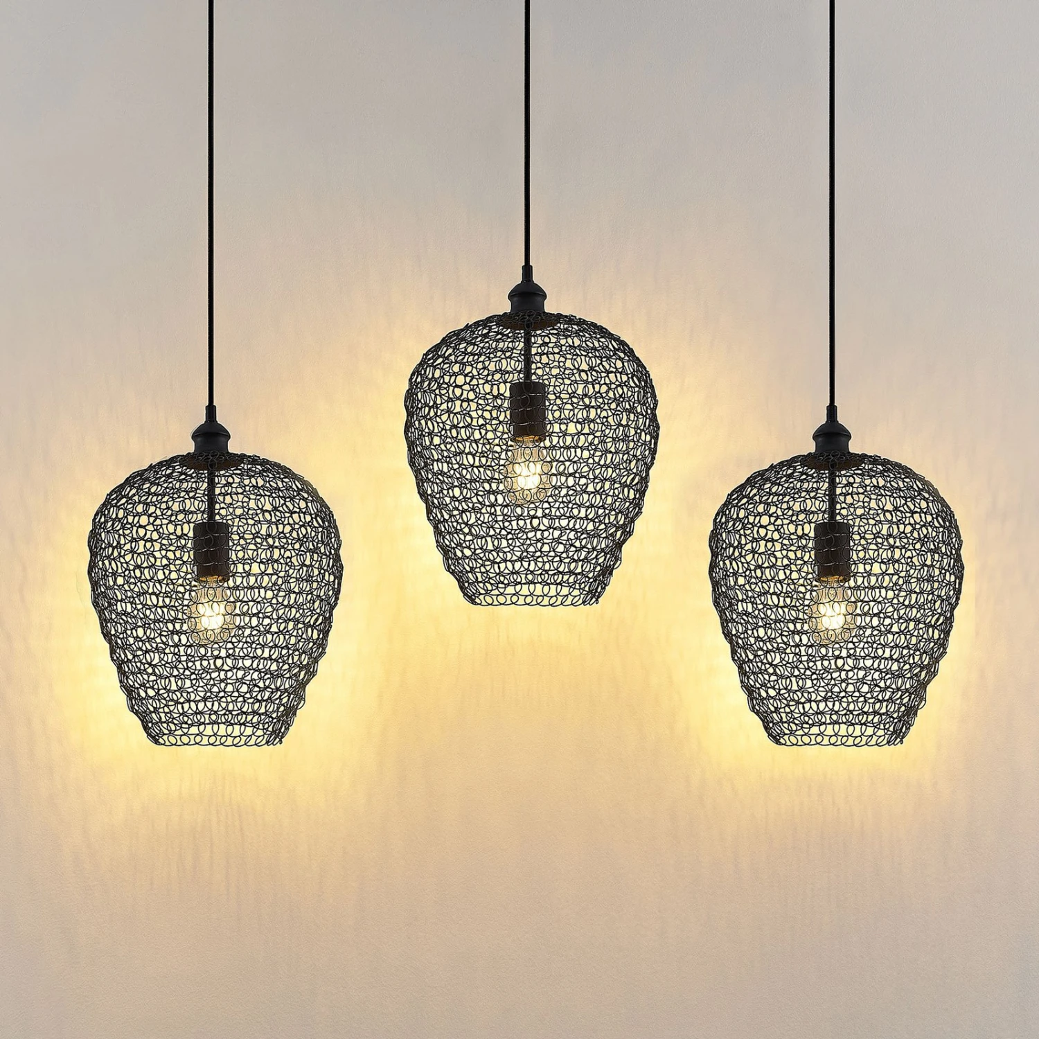 Lindby Benja Pendellampe, Dreiflammig, Schwarz 7 Lindby Benja Pendellampe, Dreiflammig, Schwarz – Bild 5