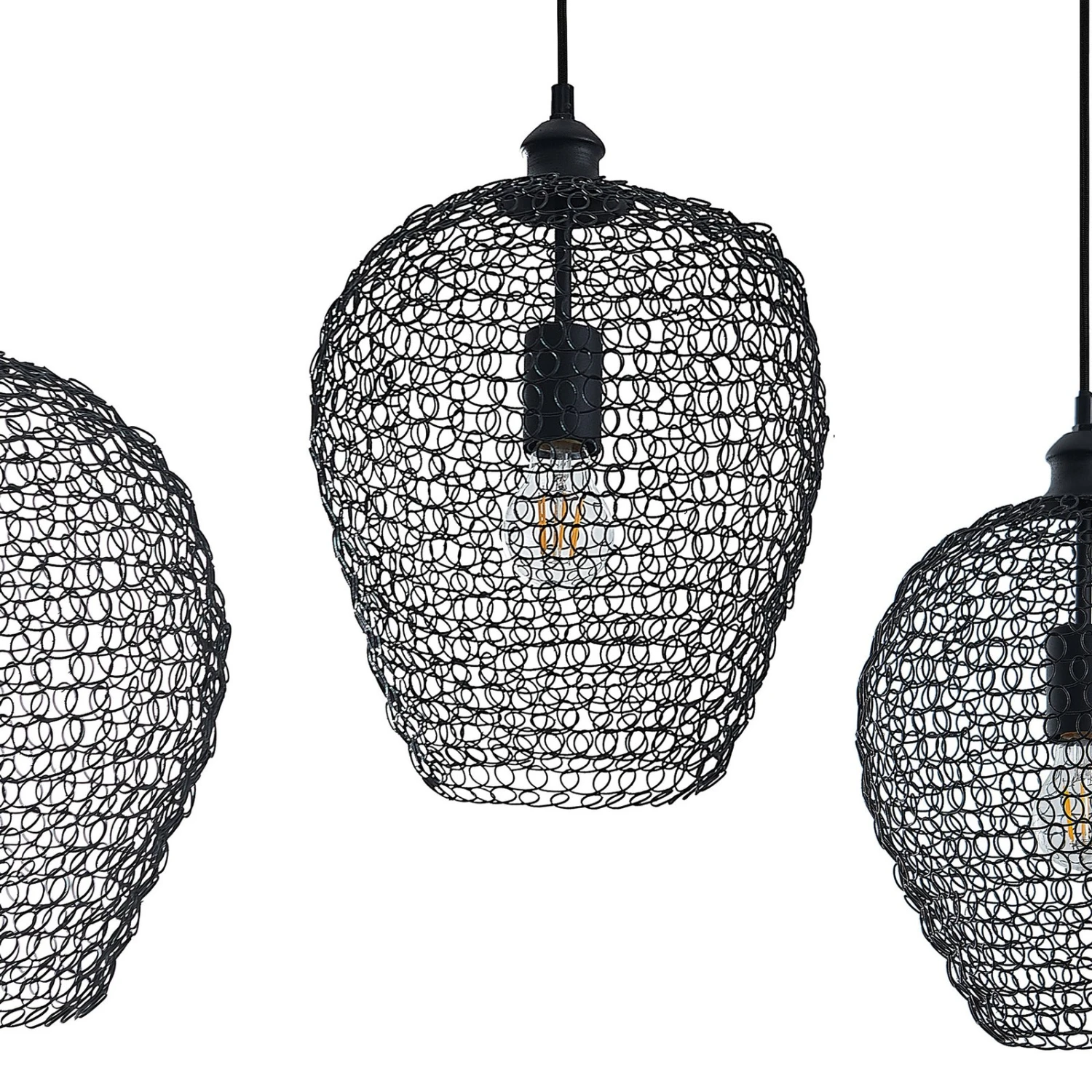 Lindby Benja Pendellampe, Dreiflammig, Schwarz 9 Lindby Benja Pendellampe, Dreiflammig, Schwarz – Bild 7